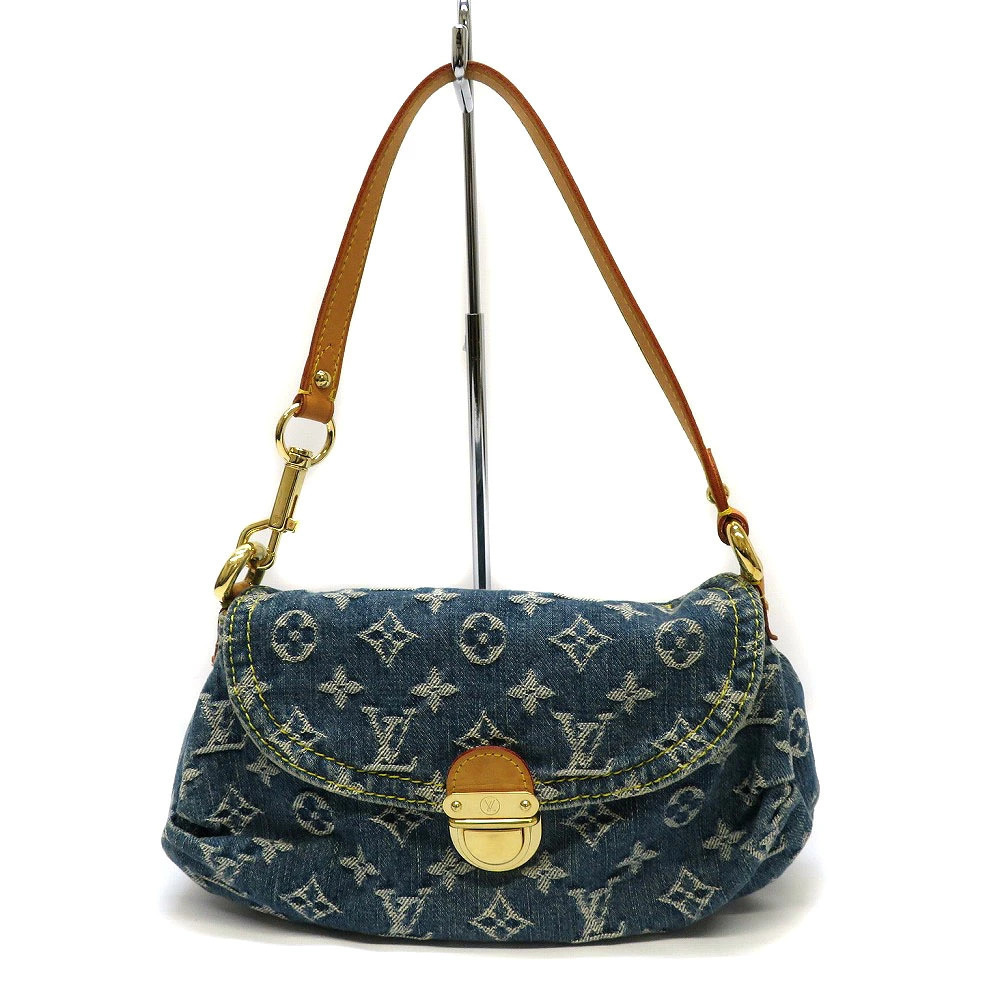 LOUIS VUITTON Pleaty Handbag Monogram Denim Blue Bag